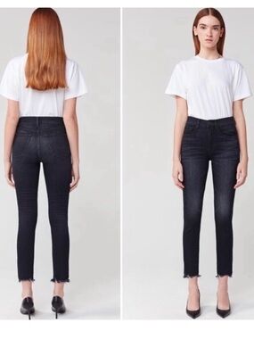 3x1 NYC Black Shake Authentic Straight Leg High-Rise Frayed Jeans Size 28 NWT